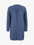 Gilet long uni en maille fine - Bleu - 1