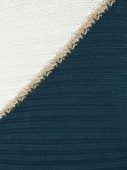 Pull bicolore à liseré doré - Bleu canard - 3
