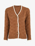 Gilet col V en maille stylisée - Camel - 4