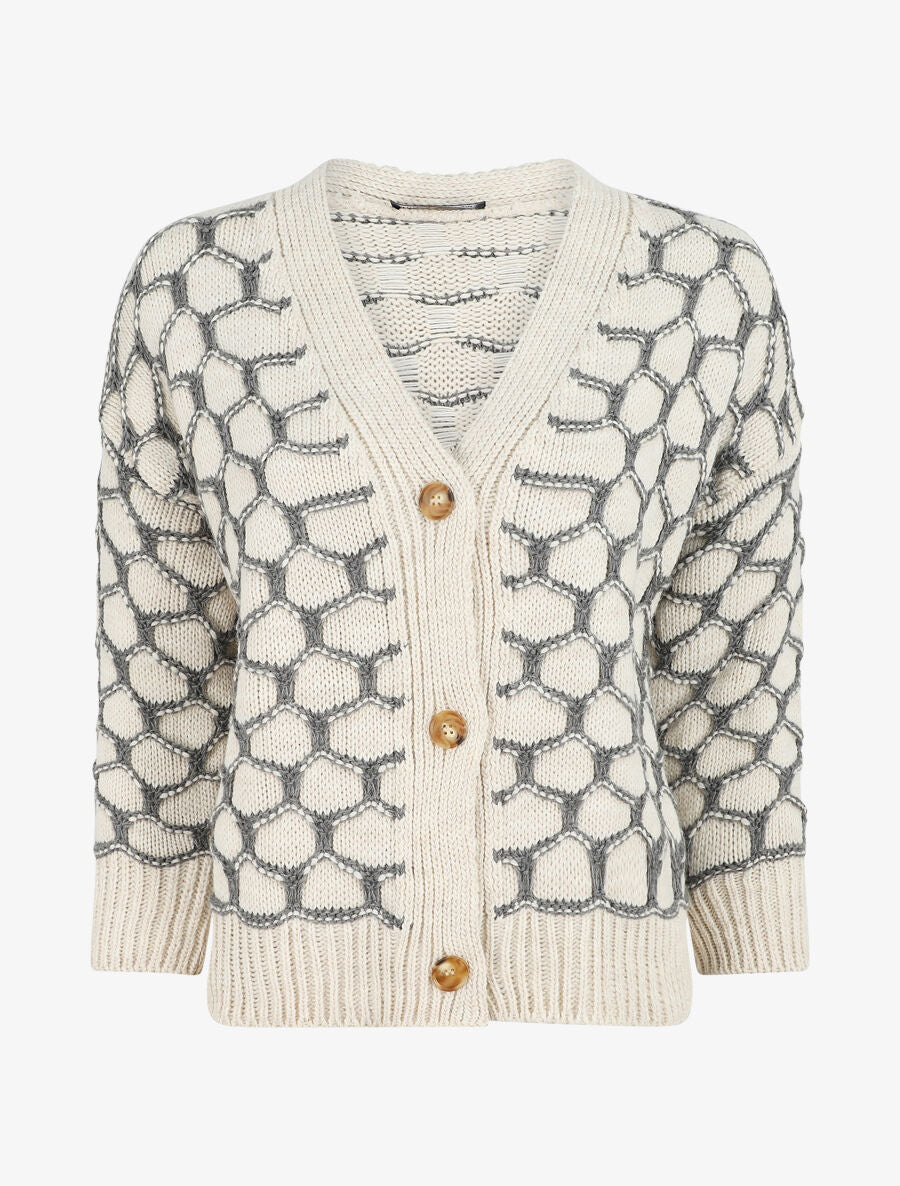 Cardigan à imprimé fantaisie - Gris - 4