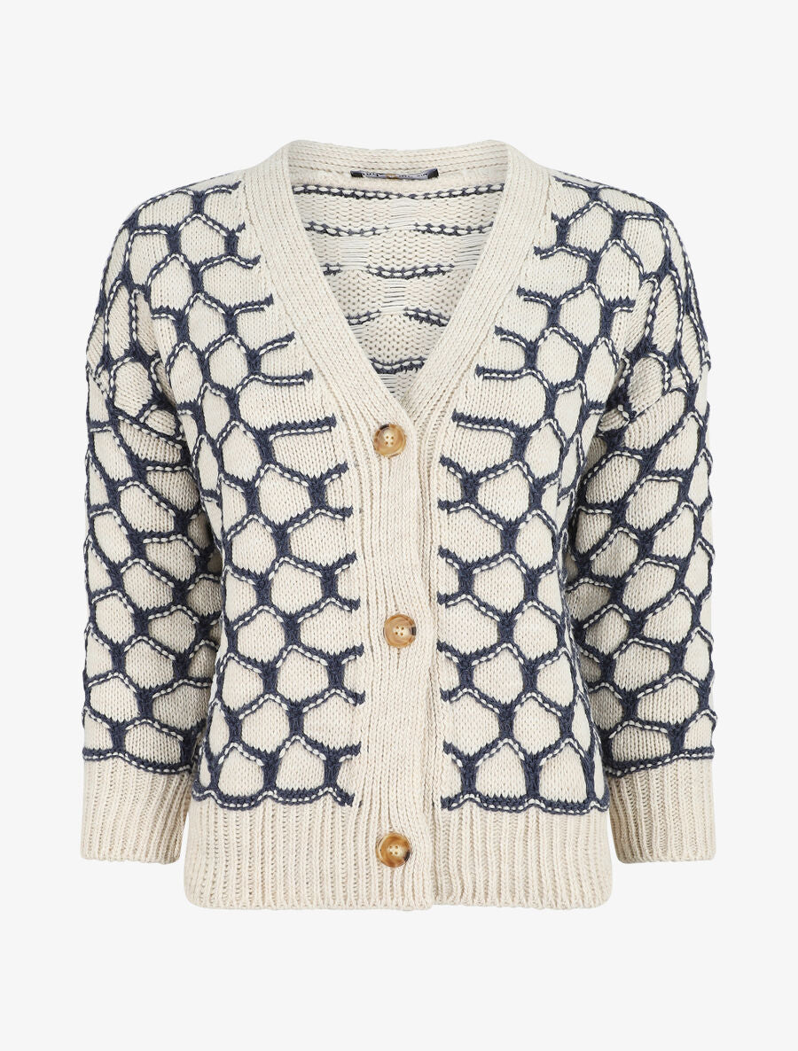 Cardigan à imprimé fantaisie - Bleu - 1