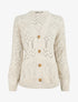 Cardigan grosse maille ajourée et bords côtelés - Beige - 5