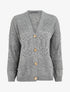 Cardigan grosse maille ajourée et bords côtelés - Gris - 1