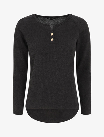 Pull côtelé à boutons - Noir - 4