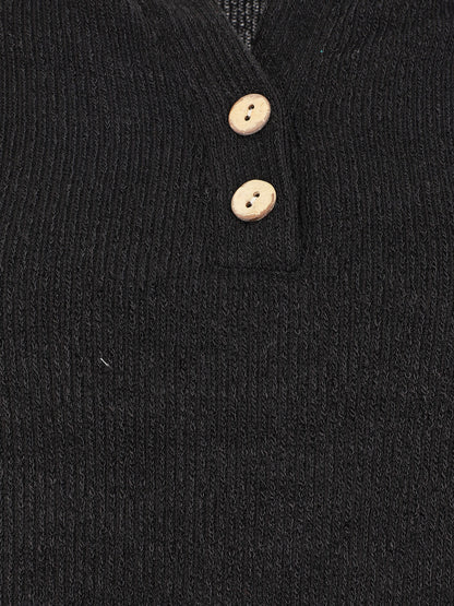 Pull côtelé à boutons - Noir - 3