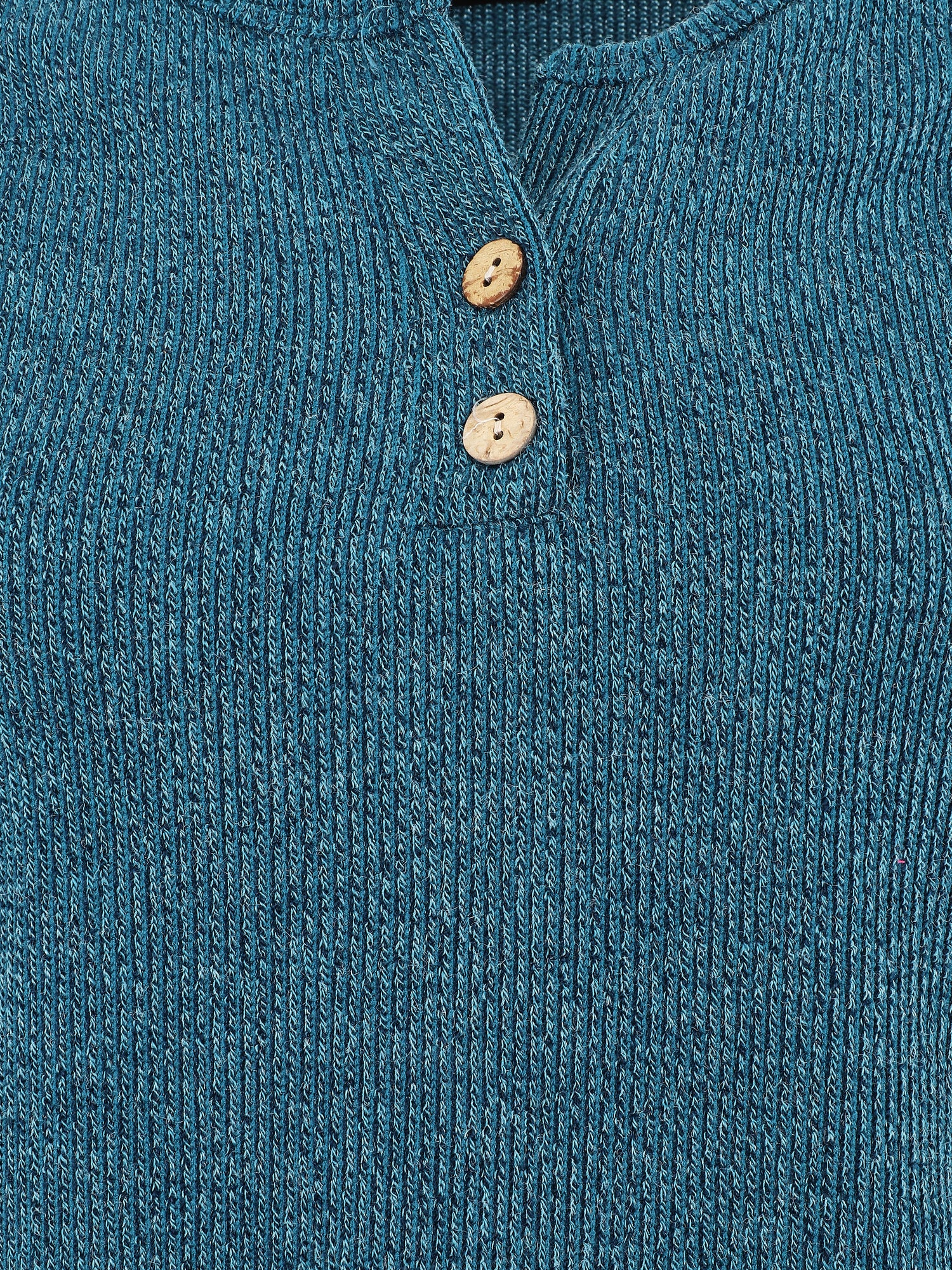 Pull côtelé à boutons - Bleu canard - 3