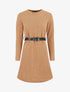 Robe pull droite à manches longues - Camel - 1