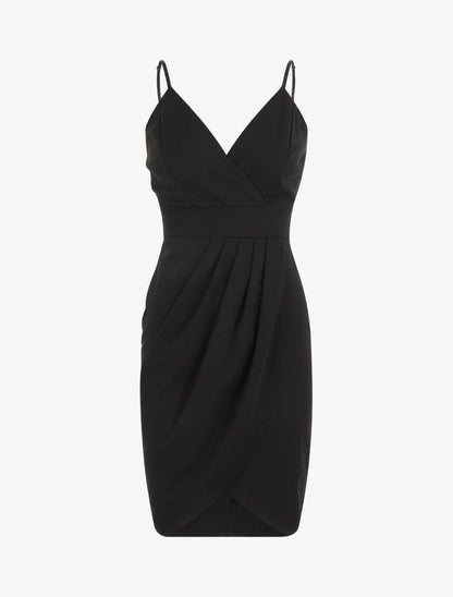 Robe portefeuille courte à bretelles - Noir - 4