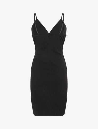 Robe portefeuille courte à bretelles - Noir - 2
