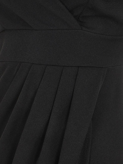Robe portefeuille courte à bretelles - Noir - 3