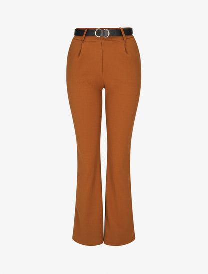 Pantalon à pince droit uni - Camel - 1