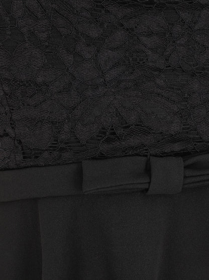 Robe patineuse à buste en dentelle - Noir - 3
