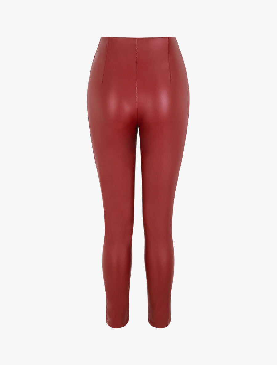 Pantalon slim en simili - Bordeaux - 2