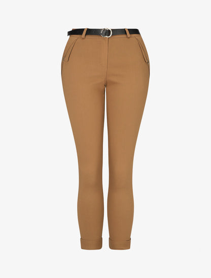 Pantalon droit à poches fantaisies - Camel - 1