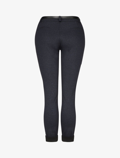 Pantalon droit à bords retroussés - Marine - 2