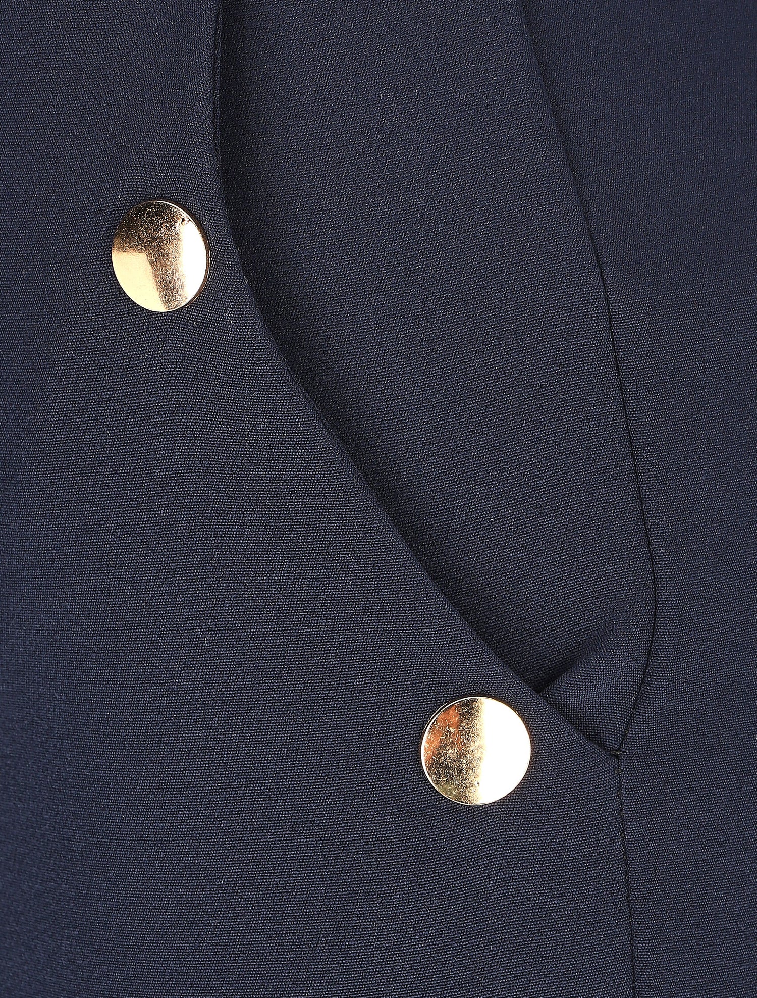 Pantalon droit à boutons décoratifs dorés - Marine - 3