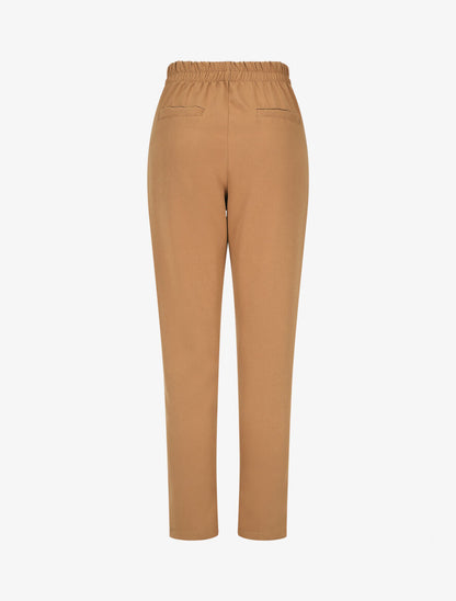 Pantalon droit à boutons décoratifs dorés - Camel - 2