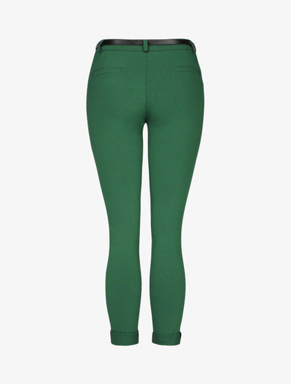 Pantalon 7/8 uni à revers - Vert - 2