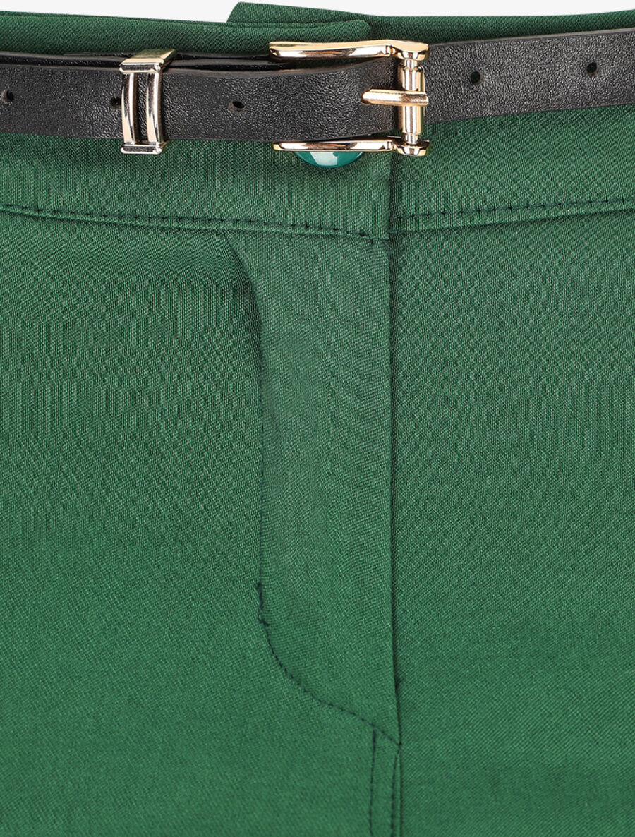 Pantalon 7/8 uni à revers - Vert - 3