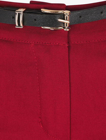 Pantalon 7/8 uni à revers - Bordeaux - 3