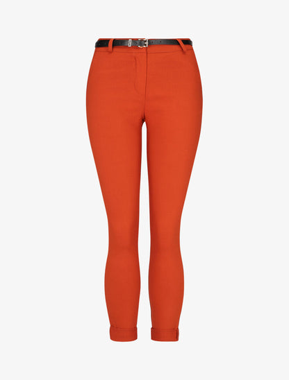 Pantalon 7/8 uni à revers - Terre de sienne - 1