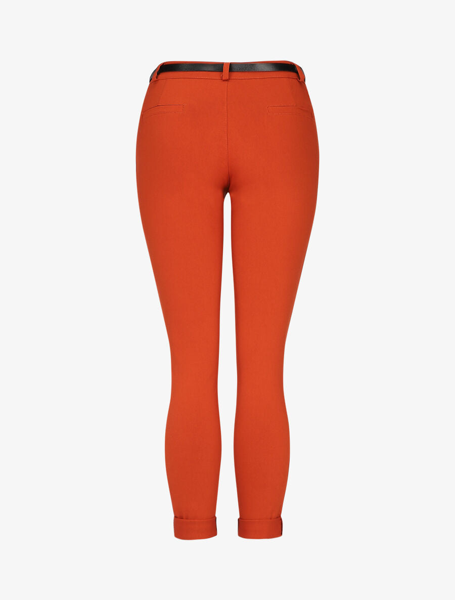 Pantalon 7/8 uni à revers - Terre de sienne - 2