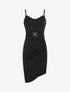 Robe drapée à bretelles et boucle - Noir - 1