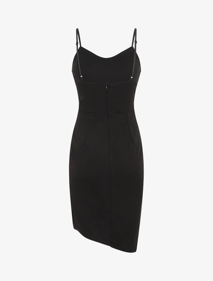 Robe drapée à bretelles et boucle - Noir - 2