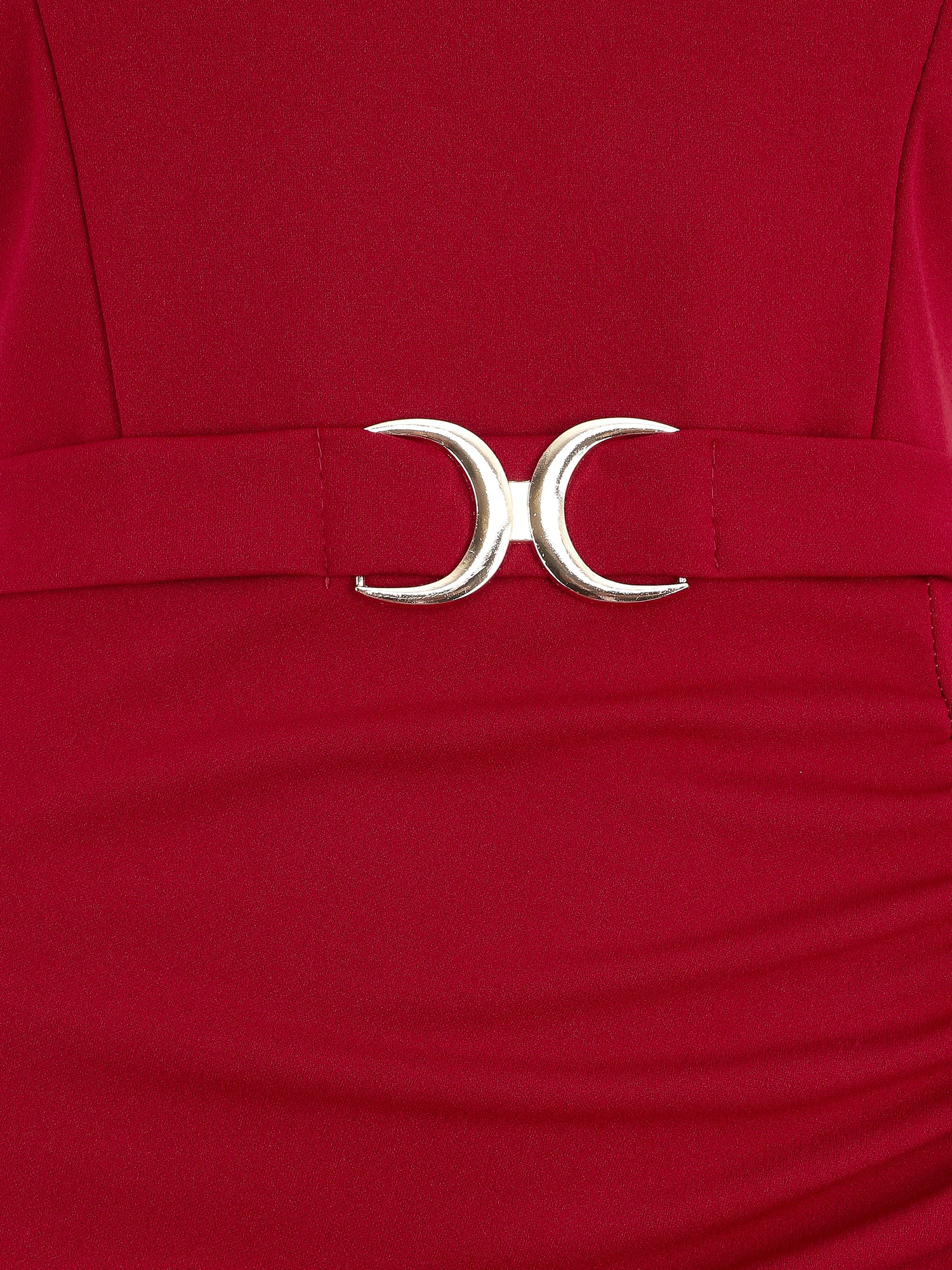 Robe drapée à bretelles et boucle - Framboise - 4