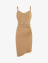 Robe drapée à bretelles et boucle - Taupe - 1