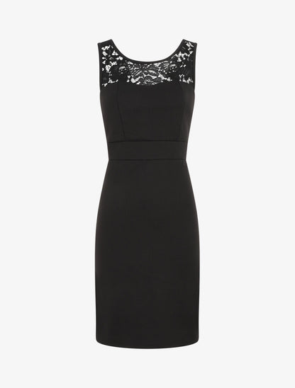 Robe fourreau et dentelle - Noir - 1