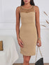 Robe fourreau et dentelle - Camel - 1