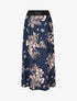 Jupe longue à imprimé fleuri à taille haute - Marine - 4