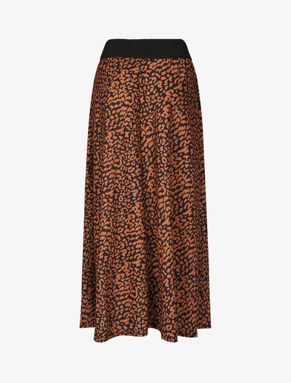 Jupe longue à imprimé graphique à taille haute - Camel - 2
