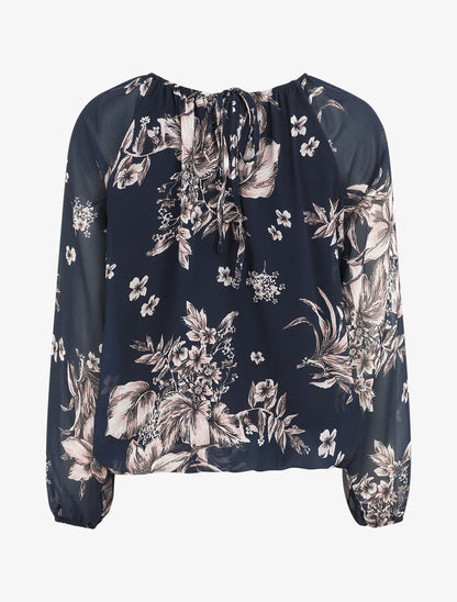 Blouse en voile à imprimé floral - Marine - 2