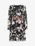Robe mi-longue à imprimé fleuri - Noir - 1
