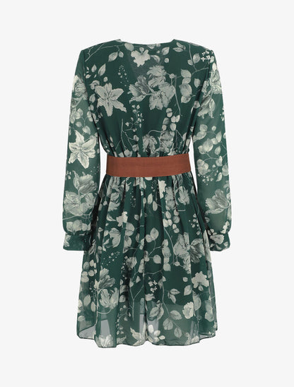 Robe mi-longue à imprimé fleuri - Vert sapin - 2
