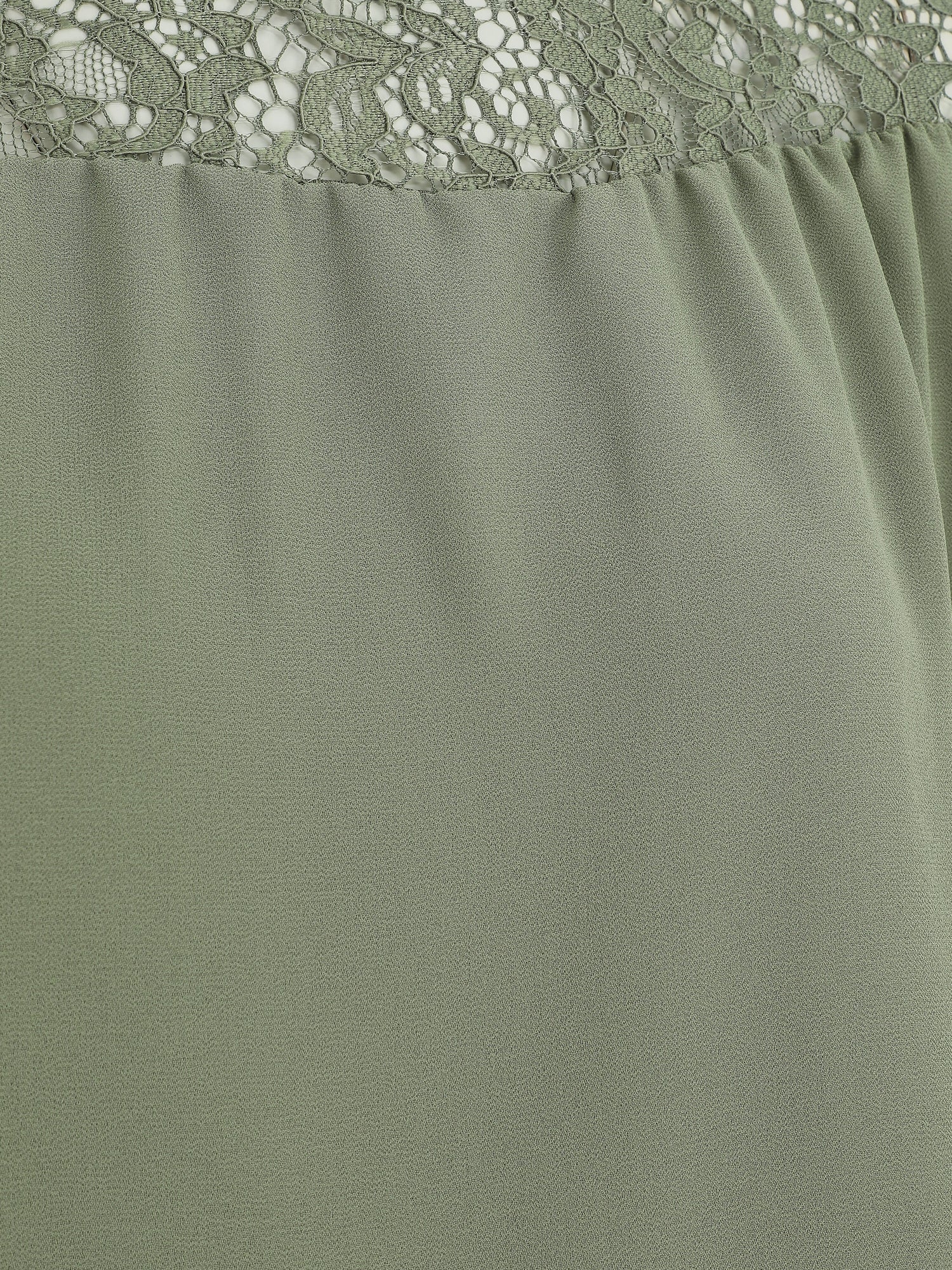 Blouse en voile coupe boule et dentelle - Kaki - 3