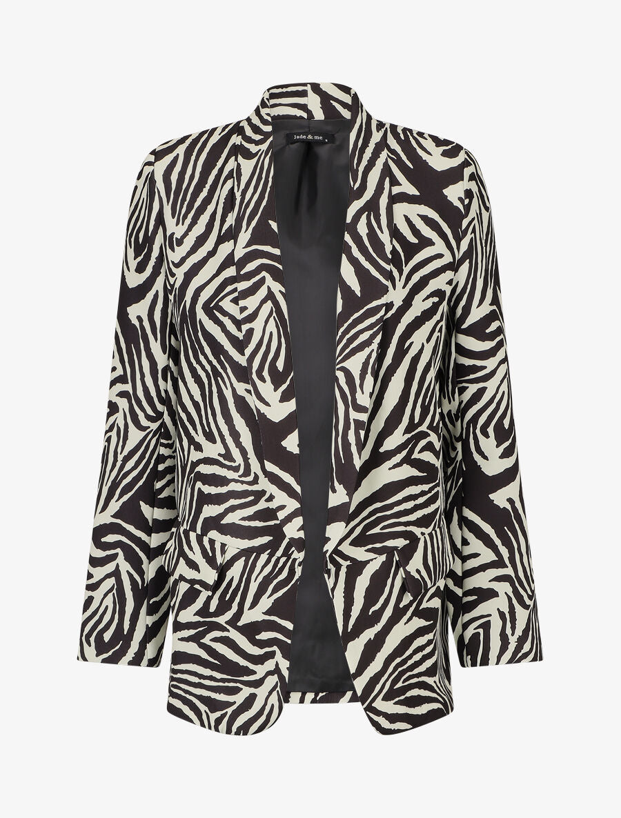 Blazer ample imprimé zèbre - Blanc - 1