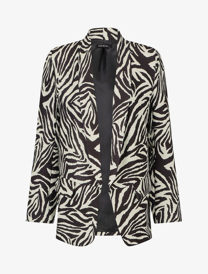Blazer ample imprimé zèbre - Blanc - 1