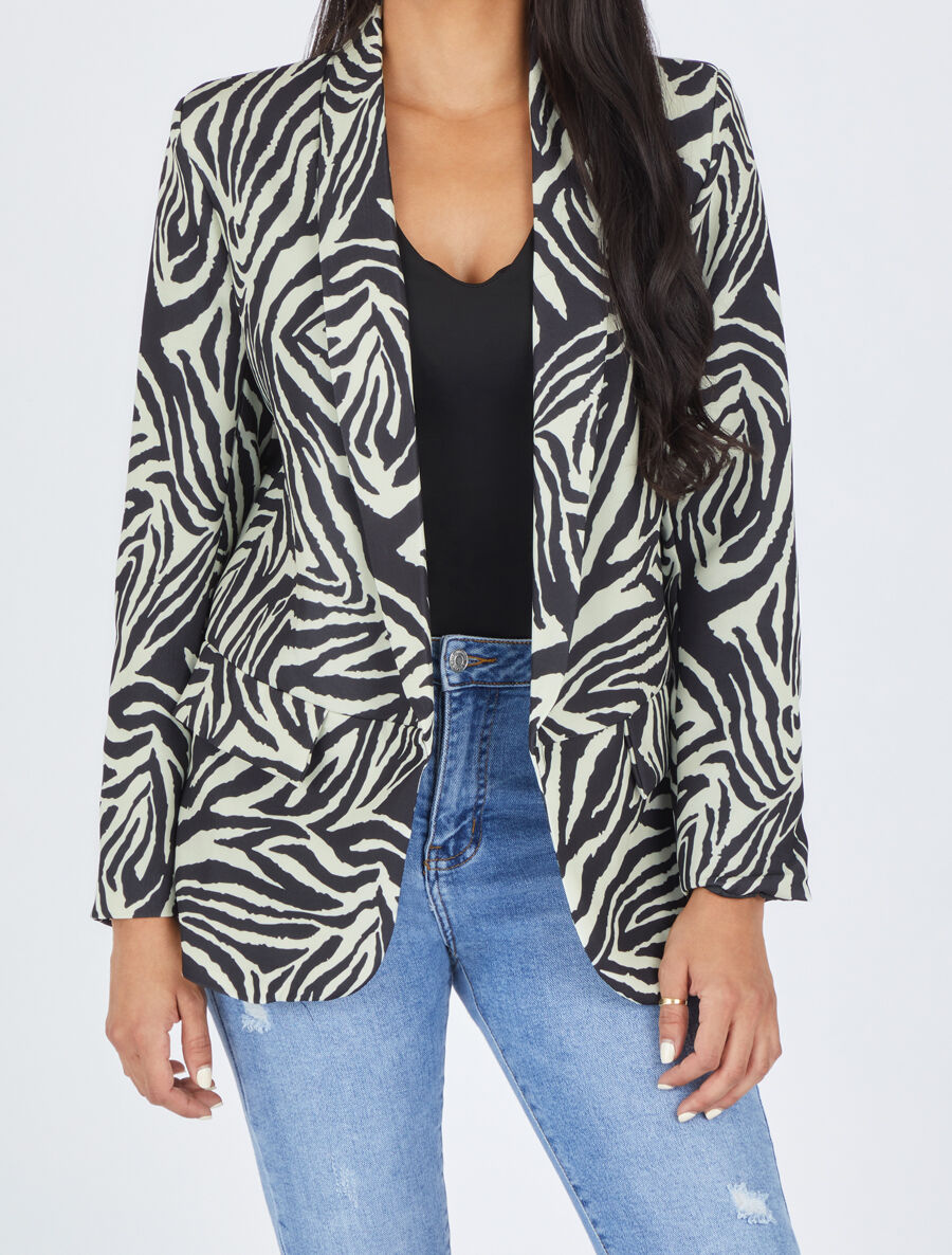 Blazer ample imprimé zèbre - Blanc - 4