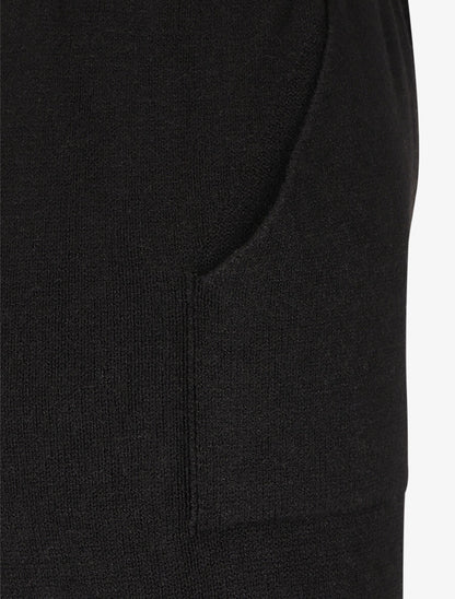 Pantalon uni en maille - Noir - 3