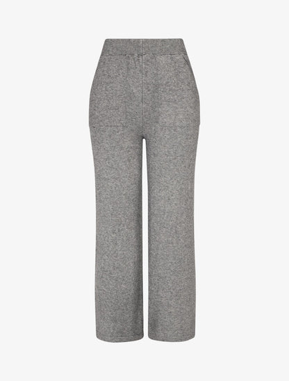 Pantalon uni en maille - Gris - 4