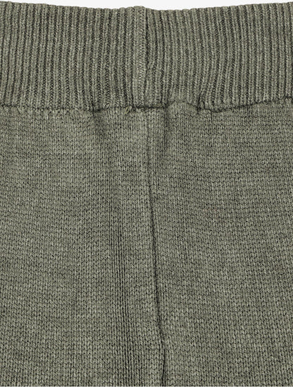 Pantalon uni en maille - Kaki - 3