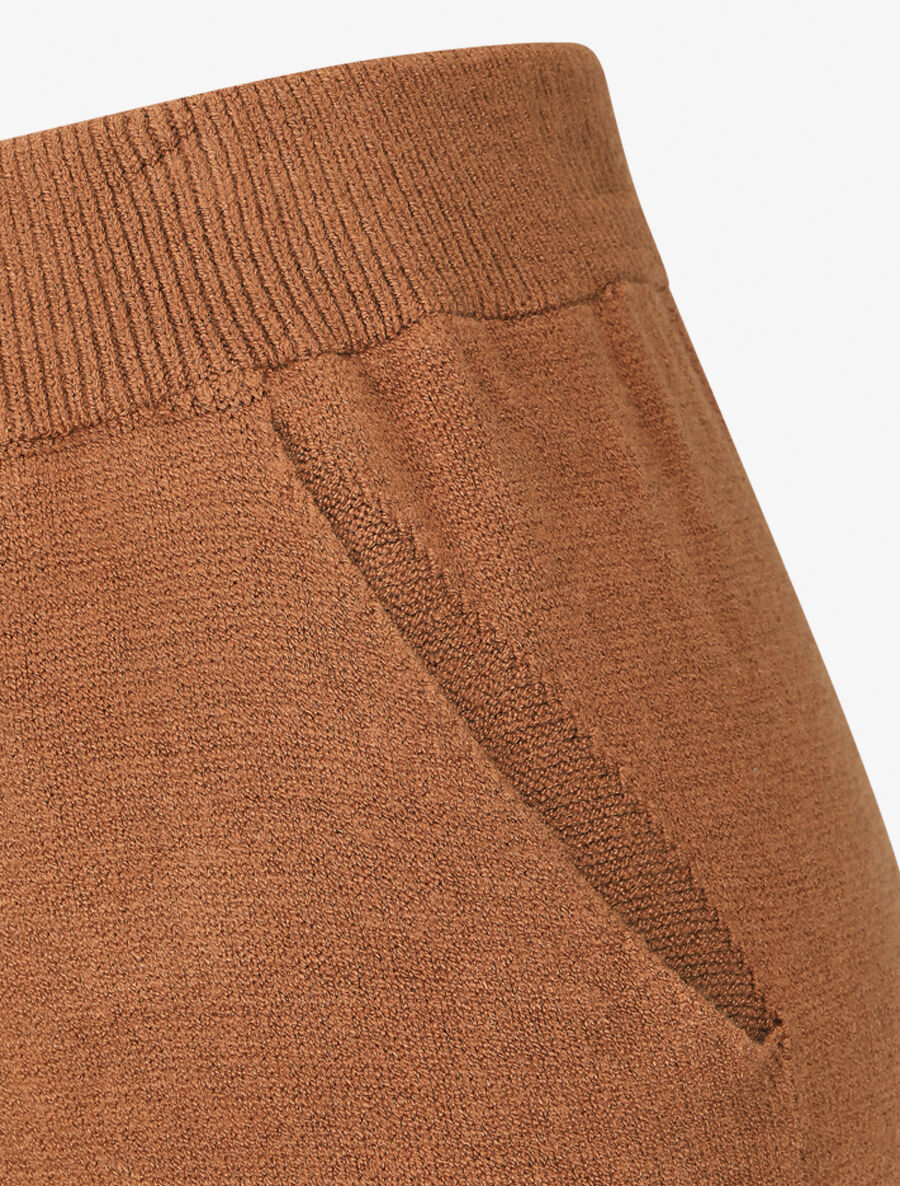 Pantalon uni en maille - Camel - 3