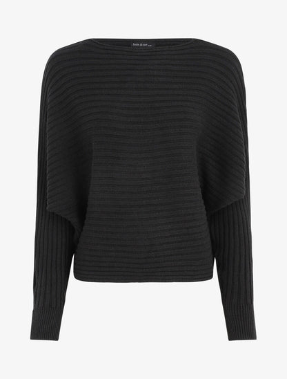 Pull uni oversize chauve-souris - Noir - 1