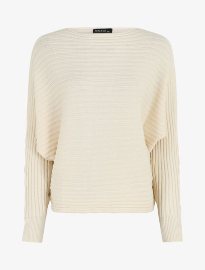 Pull uni oversize chauve-souris - Écru - 5