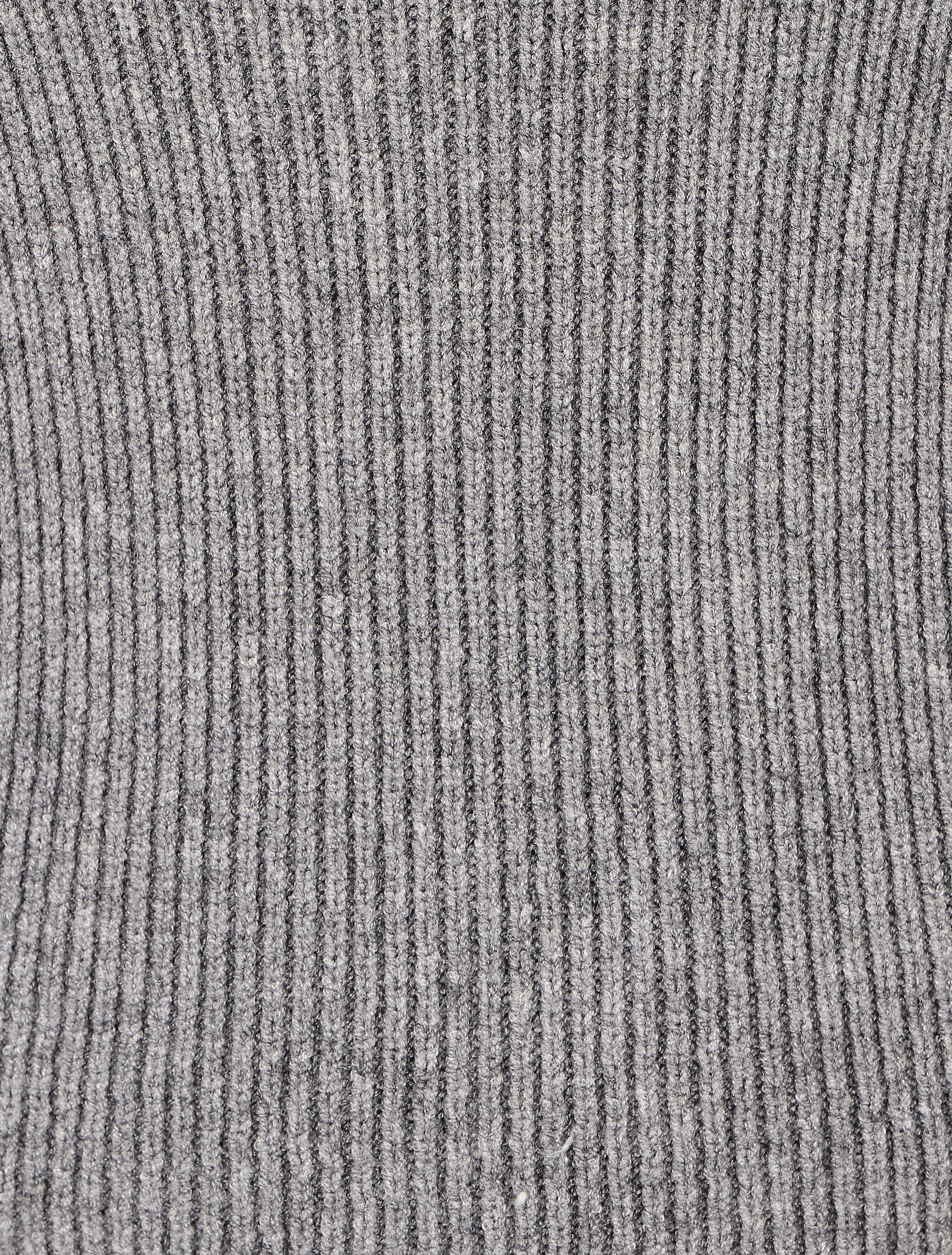 Pull côtelé uni col carré - Gris - 3