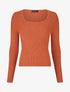 Pull côtelé uni col carré - Orange - 5