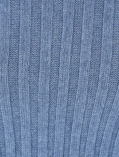Pull côtelé ajusté à col montant - Bleu - 3